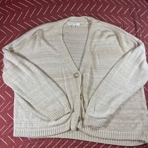 Z Supply Knit Cardigan Sweater Beige Marled Button Front Long Sleeve Women's